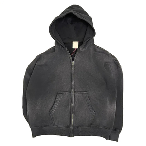 Sweat à capuche décontracté unisexe OEM en coton 100% tricoté, brodé, délavé à l'acide, respirant, coupe oversize, style streetwear vintage, faible MOQ, vente en gros - Product Image 4