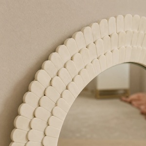 Elegant Decorative Round Mirror for <b>Makeup</b> <b>Vanity</b> Chic Monochrome Styling with Timeless Designer Beauty - Product Image 4