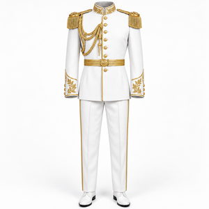Uniforme Ceremonial Color Granate para Hombre con Bordado Dorado y Tirantes con Borlas, Talla Adulto, Material Poliéster - Product Image 2