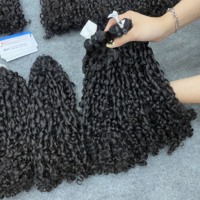 Extensions de cheveux humains vietnamiens 100 % naturels, bouclés à la vapeur, style pixie, double épaisseur, couleur naturelle, les plus vendues