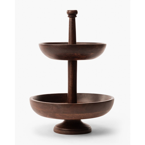 Rustic Design Wooden <b>Cake</b> <b>Stand</b> Metal Handle <b>3</b>-<b>Tier</b> Brown Finish Dishwasher Safe Customizable Color Size for Home Birthday - Product Image 2