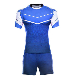 Men's Rugby Jersey Set Blue Orange Striped Sublimated Moisture Wicking Short Sleeve Athletic Fit All Seasons - Product Image 3