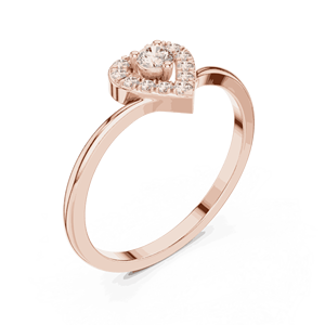 Anillo de Oro Amarillo Sólido de 14K con Diamante de Corte Redondo en Forma de Corazón, Joyería de Compromiso y Boda para Mujer, Diamante Cultivado - Product Image 4