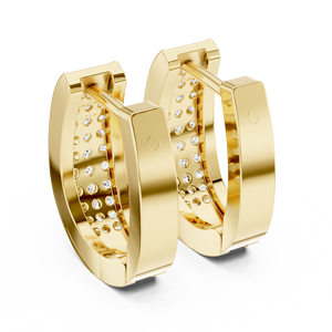 14K 18K <b>Solid</b> <b>Gold</b> Round Cut Pave Diamond <b>Huggies</b> Earring DEF VVS Lab Grown Diamond Wide Huggie Hoop Earring Custom Fine Jewelry - Product Image 4