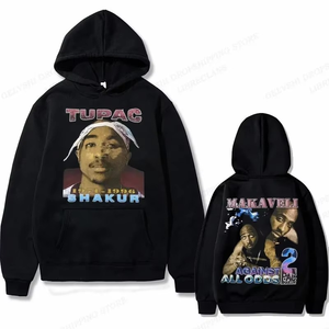 Sweat-shirt à capuche graphique Tupac 2pac pour homme, vêtements de mode, style oversize, hip-hop, confortable, automne-hiver, sweat-shirt décontracté en polaire pour homme - Product Image 5