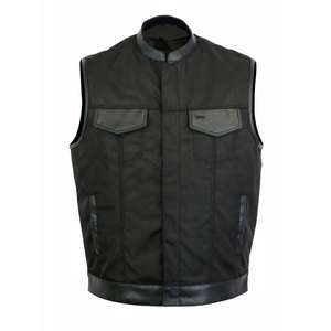 Gilet Homme Vintage en Cuir Véritable Noir Respirant Style Club Col Montant Boutons Cachés – Prix de Gros Automne - Product Image 6