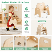 Silla Apilable de Madera Ecológica Montessori para Niños, con Respaldo en Forma de Escalera, para Preescolar, Guardería y Jardín de Infancia