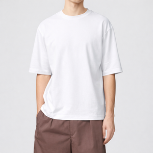 Camiseta Casual de Cuello Redondo para Hombre, 100% Algodón, Talla Grande, Manga Corta, Ecológica, Transpirable, de Secado Rápido, 220g, Alta Calidad - Product Image 1