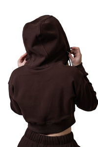 Sweat-shirts à capuche zippés d'hiver de haute qualité, coupe courte, personnalisables, avec logo personnalisé, pour femmes. - Product Image 5