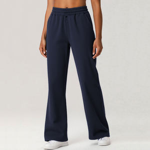 Pantalon de jogging color block taille haute coupe ample jambe droite avec poches, confortable et respirant pour le fitness et le yoga - Product Image 2