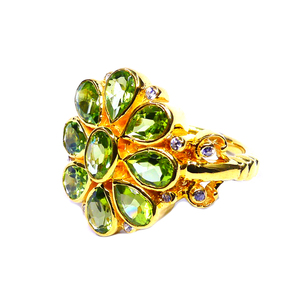 Wedding Wear 925 Sterling Silver <b>Gold</b> Plated Jewelry <b>Peridot</b> Gemstone Women Wear Classic <b>Ring</b> - Product Image 6