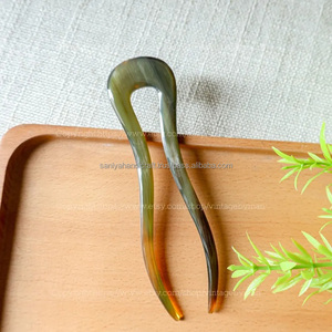 Palillos de pelo de cuerno de vaca Natural hechos a mano para mujer, accesorios de horquilla con estilo duradero, técnica pulida cómoda Love - Product Image 4