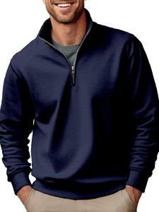 Sweat-shirt à col montant zippé pour homme, pull tricoté à demi-zip, finition lisse, idéal pour le sport, décontracté ou comme pièce de superposition quotidienne - Product Image 1