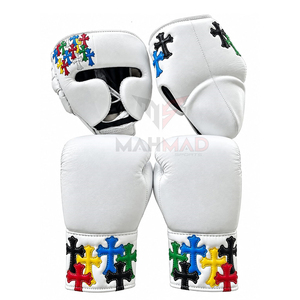 Guantes, Protector de Cabeza y Protector Inguinal de Piel de Vacuno de Diseño Cruzado de Lujo, Ecológicos, de Alta Calidad, OEM ODM, de Venta Caliente para Entrenamiento de Boxeo - Product Image 2