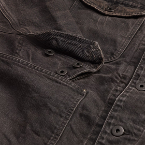 Premium Heavy Duty Garment Dyed Corduroy Collar Denim Jacket Men Winter Vintage Workwear OEM Custom Front Heritage Americana - Product Image 6