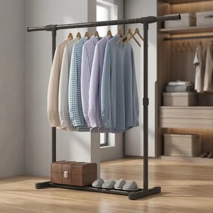 Minimalist Standing Clothing <b>Rack</b> Metal Shirt Organizer 100x60cm Durable Wardrobe <b>Storage</b> Holders & <b>Racks</b> - Product Image 3