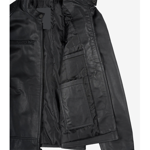 2026 OEM Top Selling Original Black Cowhide <b>Leather</b> <b>Jacket</b> For Men's Stand Collar 100%High Quality Low MOQ <b>winter</b> Fashion <b>Jacket</b> - Product Image 3