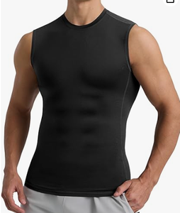 HAWK SPORTS INDUSTRIES Débardeur de compression en polyester tricoté pour homme, col rond, couleur unie, séchage rapide, sportif, sans manches, pour l'entraînement - Product Image 1