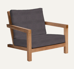 Sofá Individual para Jardín, Estructura de Madera de Teca Sólida con Cojines Gruesos de Tela para Exteriores, Sillón Moderno Minimalista para Patio o Terraza - Product Image 2