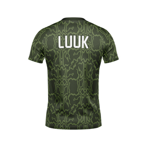 T-shirt de course personnalisé à col rond et manches courtes avec impression par sublimation et tissu à séchage rapide pour l'entraînement et les événements sportifs - Product Image 3