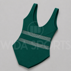 Maillot de bain une pièce tendance pour femme, monokini à taille haute avec empiècement en maille, maillot de bain sculptant, respirant et à séchage rapide pour la plage - Product Image 4