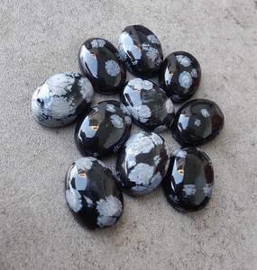Snowflake <b>Obsidian</b> Cabochon Oval Flat Back Gemstone Loose Stone For <b>Jewelry</b> Making Craft Supplies Collectible - Product Image 6