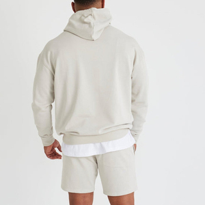 Sweat-shirt à capuche surdimensionné pour homme en molleton uni, décontracté, à manches longues, respirant, en coton, pour l'automne - Product Image 2