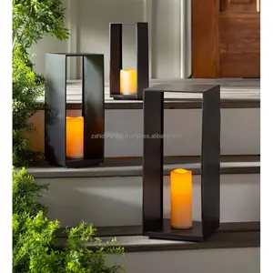 Farol de Vela Moderno de Metal Martillado y Madera Hecho a Mano para Decoración del Hogar y Mesa de San Valentín al por Mayor - Zahid Exports - Product Image 2