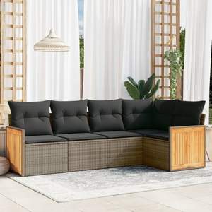 Modern Modular Grey PE Rattan Garden <b>Sofa</b> <b>Set</b> Outdoor Furniture High-Density Foam Cushions - Product Image 3