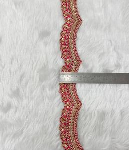 Bead <b>Sequin</b> Lace Border Elegant Indian Bridal Ethnic Ribbon Two Inch Embroidered Sewing Garment Decorative Trim <b>Material</b> - Product Image 2