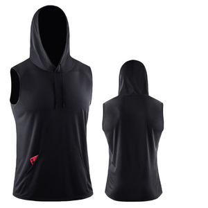 <b>Men</b> <b>Sleeveless</b> <b>Hoodies</b> Cotton Polyester Solid Sports Vest Breathable Fashionable Hooded Tank Tops Gym Active Hooded Tank Top - Product Image 3
