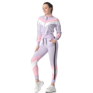 Top quality women custom color fabric stylish long sleeve zipper hoodie with track <b>pants</b> sweat suit set - Product Image 1