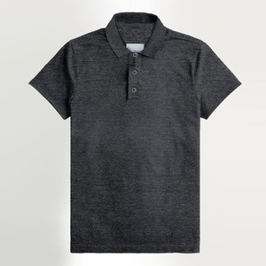 Polo de Manga Corta para Hombre, Color Gris Oscuro Sólido, Cuello con Botones, Estilo Casual - Product Image 1