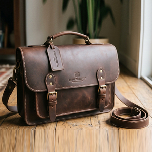 Classic Men's Leather Briefcase Hard Case Buckle Closure Durable Business Satchel Bag Cowhide Leather Shoulder Bags Unisex - Product Image 6