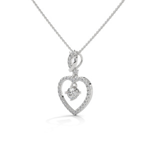 Collier avec pendentif en forme de cœur blanc, chaîne avec pendentif en diamant, bijoux pour anniversaire, cadeau de mariage - Product Image 2