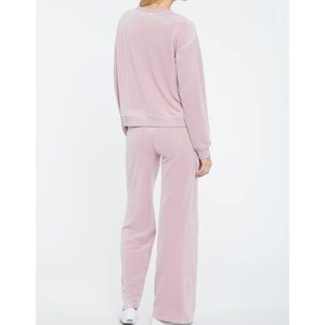 ชุดจ็อกเกอร์ผู้หญิงขายส่ง ชุดลำลองกำมะหยี่สีชมพูสุดฮิต กางเกงขายาวทรงกว้างและเสื้อท่อนบน ชุดวอร์ม ชุดออกกำลังกาย ชุดจ็อกเกอร์ผู้หญิง - Product Image 2