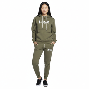 Conjunto de Sudadera con Capucha y Pantalones Deportivos para Mujer, Estilo Casual, Invernal, con Cierre, Personalizable con Logotipo OEM - Product Image 1