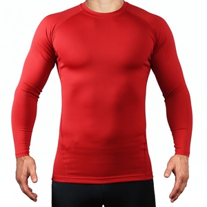 Men's Red <b>Long</b> <b>Sleeve</b> Compression Shirt Quick Dry Athletic Rash Guard Breathable Workout Gym T-Shirt Performance <b>Base</b> <b>Layer</b> - Product Image 1