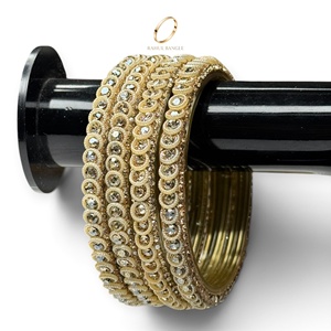 Nouveaux bracelets en verre de qualité export, zircon de qualité supérieure, plaqué or cachemiri, bijoux en perles pour mariage, prix de gros - Product Image 3