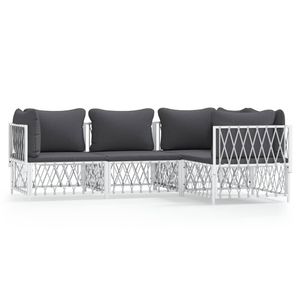 Set Lounge da Giardino Bianco e Grigio Scuro - Product Image 2