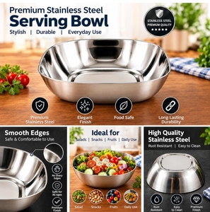 Polished Stainless <b>Steel</b> <b>Bowl</b> 10.5 Cm Square Dishwasher Safe Home Serving <b>Bowl</b> Minimalist Design - Product Image 6