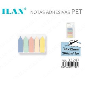 ILAN PET Notas Adhesivas 44x12mm 20 Hojas 5 Colores Forma de Punta - Product Image 1