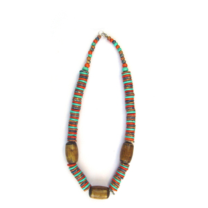 Collar de Cuentas Coloridas de Estilo Bohemio, Exclusivo de la India, Joyería Unisex, Cuentas Turquesa, Rojas y Marrones, Accesorio de Moda - Product Image 1