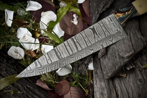 Premium Hand Forged Twist Damascus Chef <b>Knife</b> | <b>Bone</b> & Wood <b>Handle</b> | 13" Kitchen <b>Knife</b> - Product Image 6