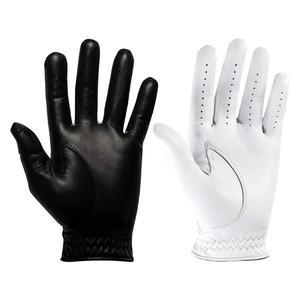 Stylish Black Leather <b>Driving</b> <b>Gloves</b> Featuring Full-Finger Coverage Non-Slip Palm Grip Breathable Material - Product Image 1