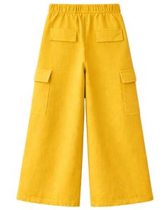 Pantalones Deportivos Cargo de Pierna Ancha Color Amarillo Mostaza para Mujer, Cintura Elástica, Pantalones Casuales de Felpa, Corte Holgado, Ropa Urbana, Cómodos para Invierno - Product Image 2