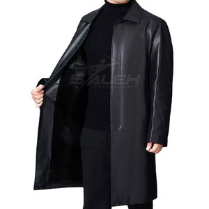 Manteau Duster en Cuir de Qualité Supérieure avec Doublure Douce, Coupe Longue, Coutures Renforcées et Poches Fonctionnelles - Product Image 4