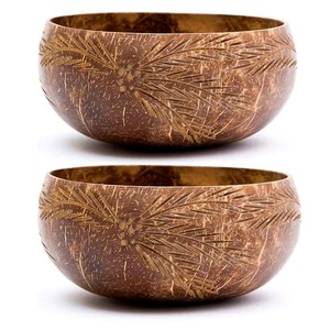 Ensemble de bols en coquille de noix de coco faits à la main avec ustensiles en bois - Vaisselle écologique en gros - Product Image 2