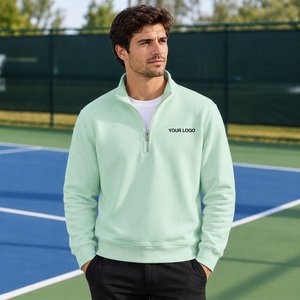Sweat-shirt à col zippé pour homme, pull en maille respirant pour tenue décontractée en extérieur, fournisseur de vêtements en gros - Product Image 3