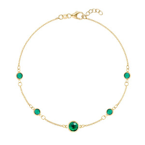 Bracelet en or jaune avec pierres précieuses vertes émeraude - Product Image 1
